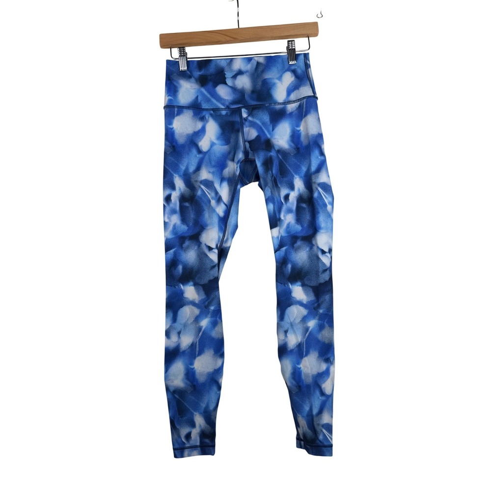 Lululemon Wunder Under Low Rise Leggings size 6 Blue/White